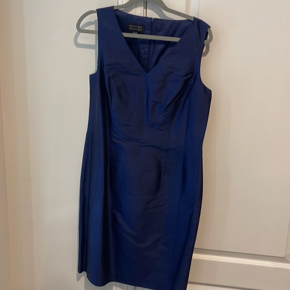 Indigo blue sleeveless dress and jacket - Picture 3 of 3